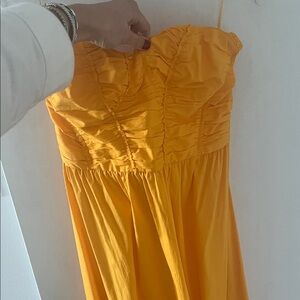 Mango Strapless Yellow Dress
